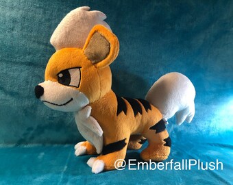 8" Chibi Growlithe inspired handmade plush plushie Made to Order