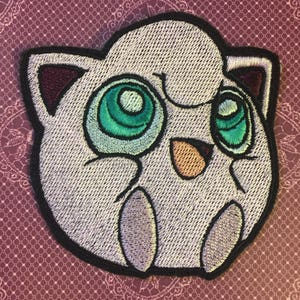 Jigglypuff Pokemon Inspired 4" iron-on patch