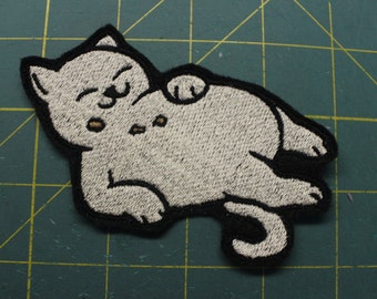Neko Atsume inspired Tubbs 4.25&quot; chubby kitty cat iron on patch
