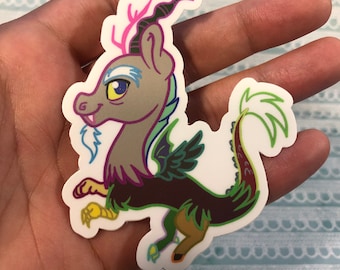 Chaos Discord rainbow coloration limited edition MLP My Little Pony dragonequus  inspired 3” Vinyl sticker