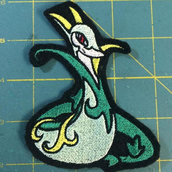 Serperior Pokemon inspired 4" snake iron-on patch