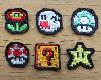 1&quot; Super Mario Theme 8-bit set iron-on patches
