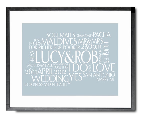 Items similar to Personalised Wedding Gift - Unique Wedding Print ...
