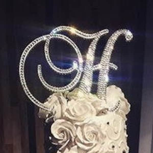 Gorgeous Swarovski Crystal Wedding Cake toppers 4'' in Any Letter monogram custom cake topper, bling cake topper, rhinestone cake topper