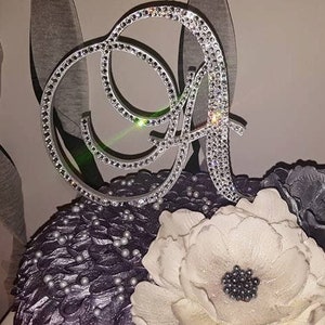 Custom Swarovski Crystal wedding Cake monogram toppers 6&#39;&#39; in Any Letter, bling topper, rhinestone topper, monogram cake topper