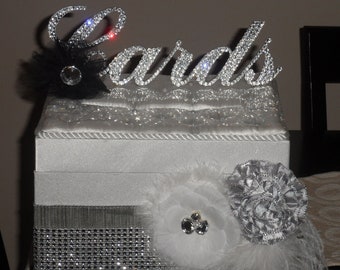 Swarovski Crystal "Cards" sign, wedding signs, rhinestone cards sign, bling cards sign, cards box sign,