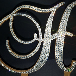 Topo personalizado de monograma para bolo de casamento com cristal Swarovski 6 ''em qualquer letra, topper brilhante, topper de strass, topper de bolo monograma