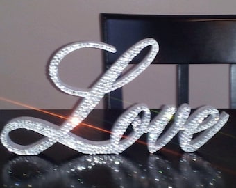 Swarovski Crystal scripted "Love" 4" standing sign
