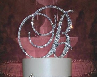 Gorgeous Swarovski Crystal Wedding Cake toppers 4'' in Any Letter monogram custom cake topper, bling cake topper, rhinestone cake topper