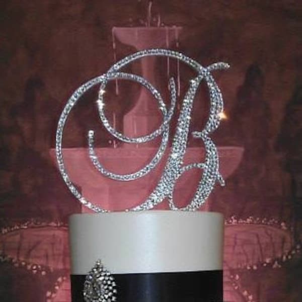 Superbes décorations de gâteau de mariage en cristal de Swarovski 4'' dans n'importe quelle lettre monogramme de gâteau personnalisé, décoration de gâteau bling, décoration de gâteau en strass