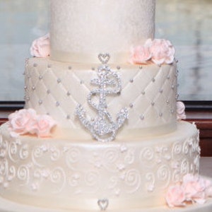 Gorgeous Swarovski Crystal ANCHOR wedding Cake topper 5'', rhinestone anchor topper, bling anchor cake topper, beach cake topper image 1