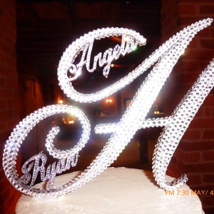 Gorgeous Custom Swarovski Crystal Wedding Cake TOPPERS 6&#39;&#39; WITH first NAMES customized in Any Letter, monogram cake topper, bling toppers