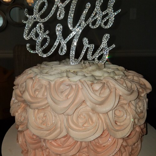 Custom Swarovski Crystal MISS TO MRS bridal shower cake topper, bling
