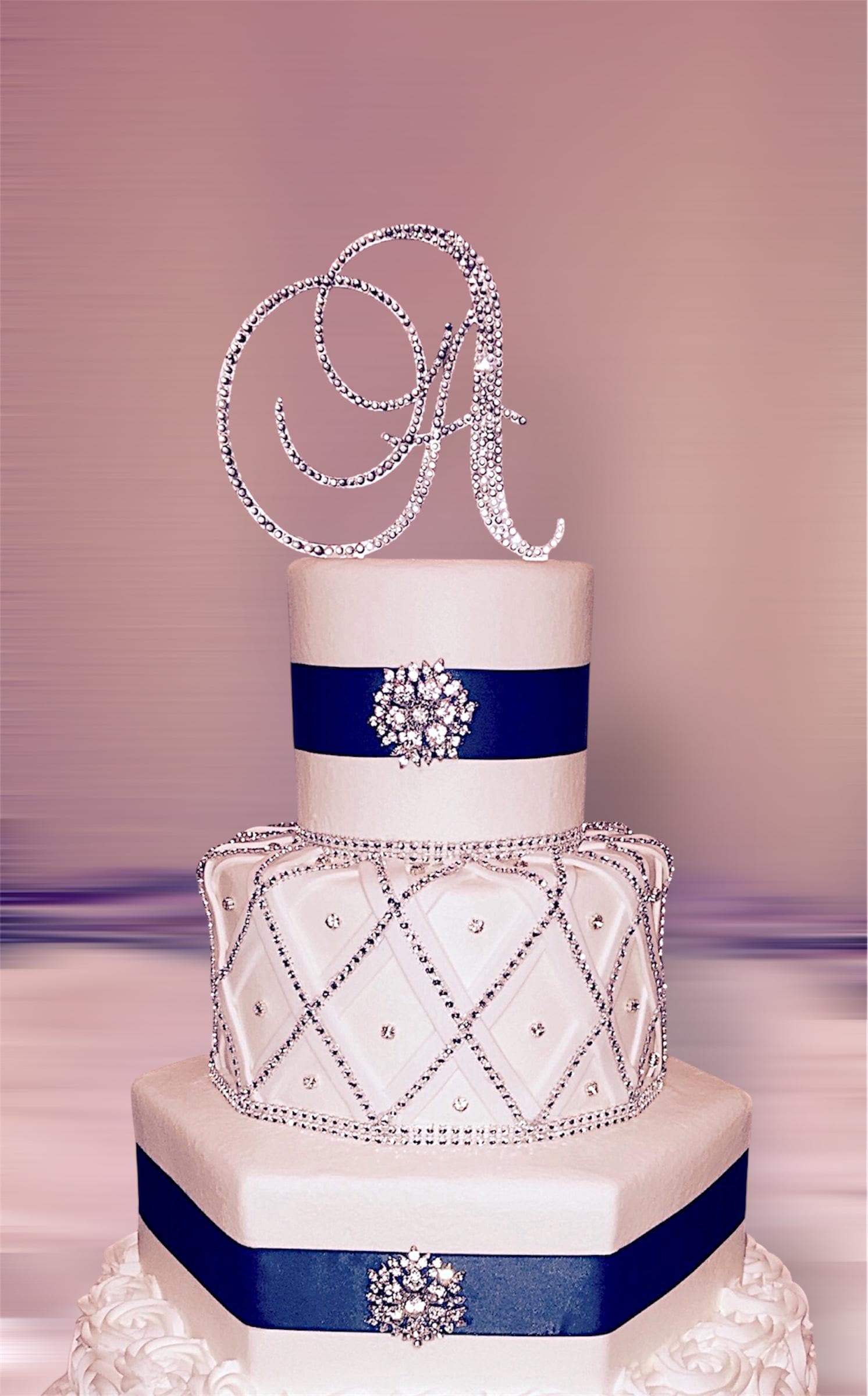 Mr & Mrs Tortenaufsatz Mit Strass Kristallen – Blingy Monogramm Für Hochzeitstorte (ca. 20.3 Cm Hoch)