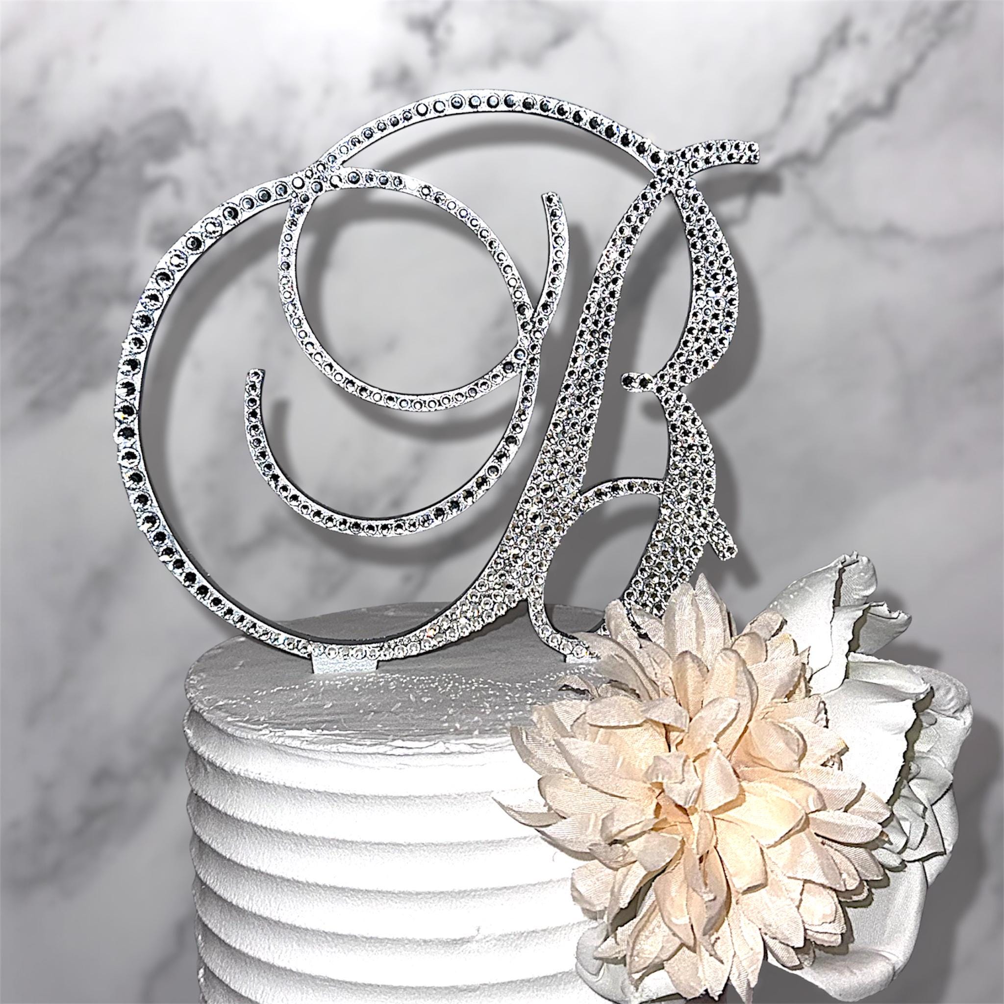 Gorgeous Swarovski Crystal Wedding Cake toppers 4'' in Any Letter monogram custom cake topper, bling cake topper, rhinestone cake topper