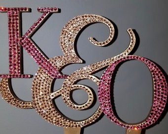 Gorgeous Swarovski Crystal monograms wedding Cake toppers ANY 2 LETTERS WITH & symbol 6” tall, bling cake toppers, rhinestone cake toppers