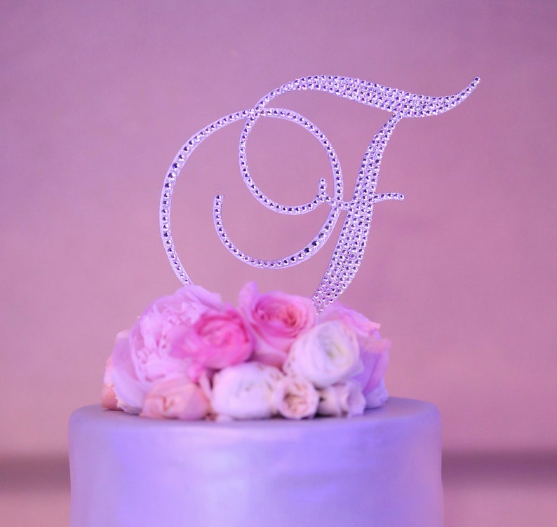 Gorgeous Swarovski Crystal Wedding Cake toppers 4'' in Any Letter monogram custom cake topper, bling cake topper, rhinestone cake topper image 3