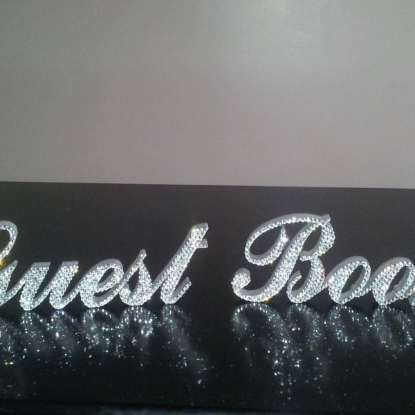 Swarovski Crystal "Guest Book" standing wedding sign, rhinestone sign, bling signs, crystal birthday party signs