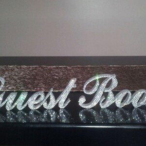 Swarovski Crystal Guest Book standing wedding sign, rhinestone sign, bling signs, crystal birthday party signs image 2