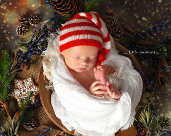 Christmas  Santa Newborn Hat , Christmas Hat , newborn christmas prop , knitted photo prop