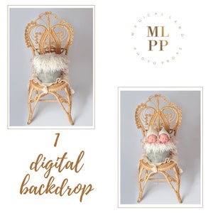 Digital Background for Newborn Rattan Chair Prop Studio Boho Digital Backdrop Newborn Studio Digital Backdrop Photoshop Composite -ver11