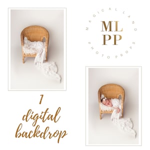 Digital Background for Newborn Rattan Chair Prop Studio Boho Digital Backdrop Newborn Studio Digital Backdrop Photoshop Composite -ver11