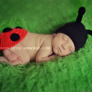 Newborn crochet ladybird, ladybug photo prop, costume, handmade set.