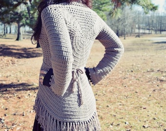 Modello per maglione a spirale all'uncinetto: cardigan avvolgente facile (modello PDF)