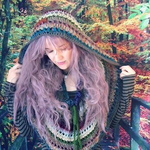 Crochet PATTERN: Rhiannon Hooded Cowl / Easy Crochet Pattern / Pixie Hood / Convertible Shawl Wrap - Instant Download PDF