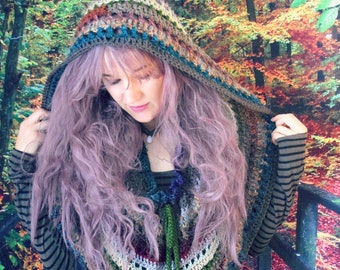 Crochet Hooded Cowl Pattern: Rhiannon Convertible Shawl (PDF Pattern)