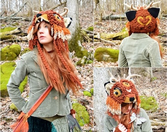 Crochet PATTERN: Forest Guide Hat / Costume Cosplay Amigrumi Crochet Pattern / Magical Fantasy Woodland Fox Antler Hat /Instant Download PDF