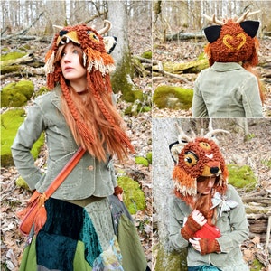 Crochet PATTERN: Forest Guide Hat / Costume Cosplay Amigrumi Crochet Pattern / Magical Fantasy Woodland Fox Antler Hat /Instant Download PDF