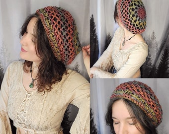 Crochet PATTERN: Mandala Tam / Netted Mesh Cap / Light Summer Fall Hat/ Cute hippie festival style / Written pattern w photos / PDF Download