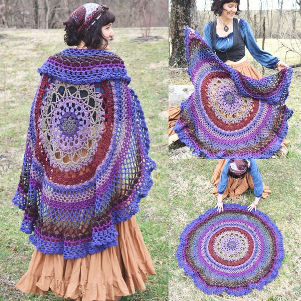 Crochet PATTERN: Lotus Mandala Throw Blanket / Colorful Lace Mandala / Giant Doily Dreamcatcher Festival Crochet - Instant Download PDF