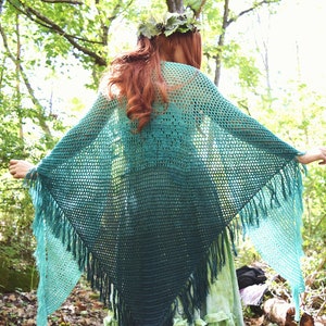 Crochet PATTERN: Fortune Teller&#39;s Shawl / Easy Shawl Pattern in 4 sizes / Kerchief or Bandana Scarf / Full Length Shawl Filet Lace Graph