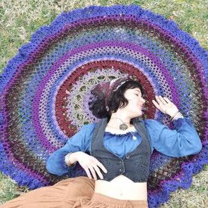 Crochet PATTERN: Lotus Mandala Throw Blanket / Colorful Lace Mandala / Giant Doily Dreamcatcher Festival Crochet - Instant Download PDF