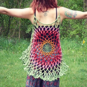 Crochet PATTERN: Mandala Top / Romantic Hippie Festival Tank Top Lace Beach Coverup PATTERN ONLY image 7