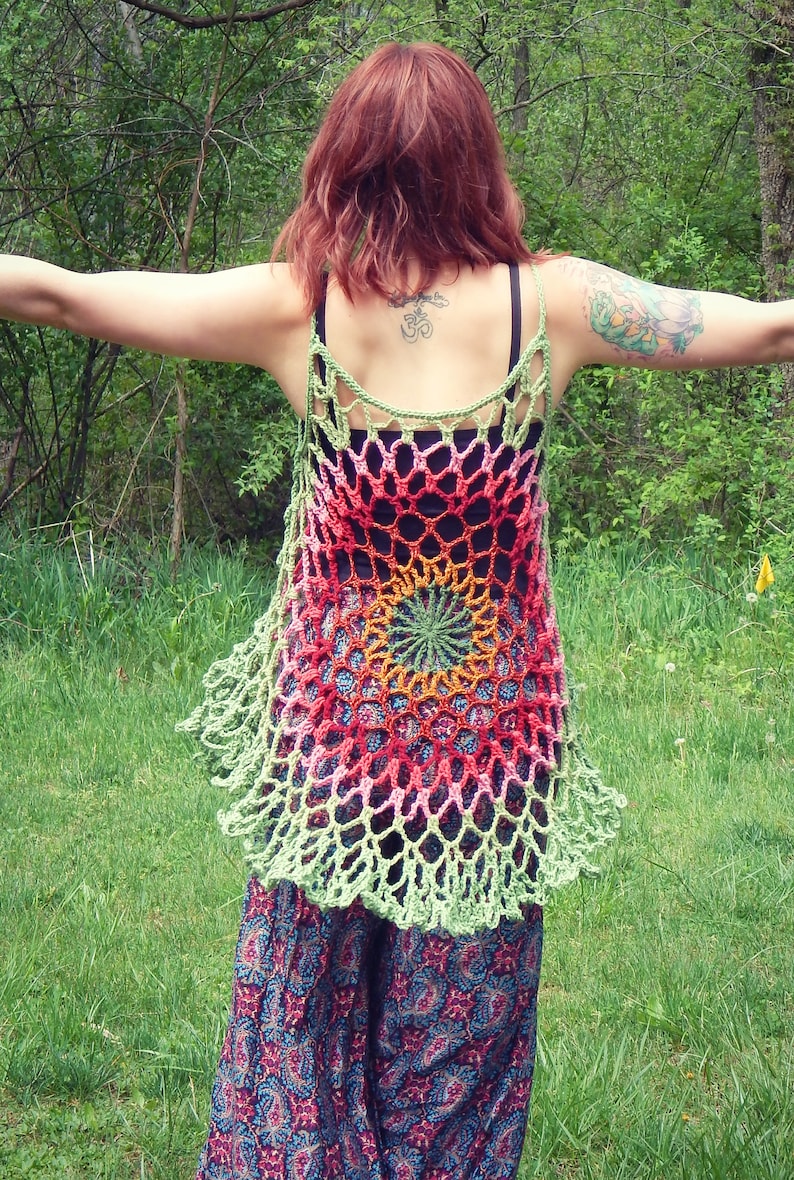 Crochet PATTERN: Mandala Top / Romantic Hippie Festival Tank Top Lace Beach Coverup PATTERN ONLY image 7