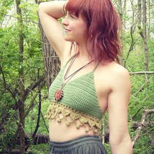 Crochet PATTERN: Mehndi Halter Top / Crochet Festival Top / Beach Coverup Crop Top / Earthy Bellydance Costume Top image 3