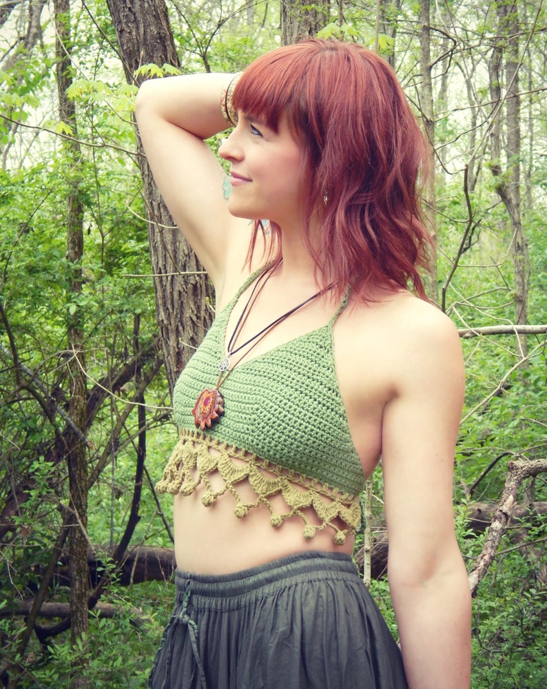 Crochet PATTERN: Mehndi Halter Top / Crochet Festival Top / Beach Coverup Crop Top / Earthy Bellydance Costume Top image 3