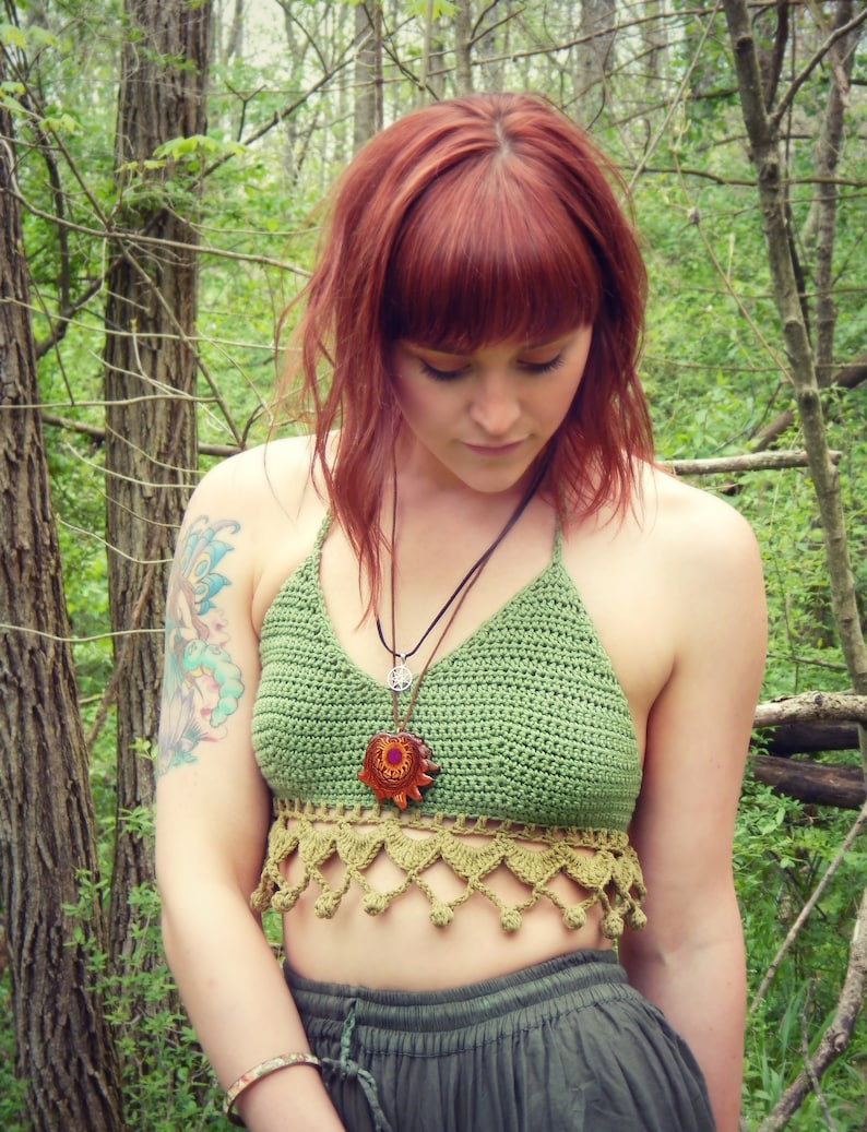 Crochet PATTERN: Mehndi Halter Top / Crochet Festival Top / Beach Coverup Crop Top / Earthy Bellydance Costume Top image 7