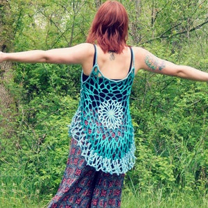 Crochet PATTERN: Mandala Top / Romantic Hippie Festival Tank Top Lace Beach Coverup PATTERN ONLY image 6