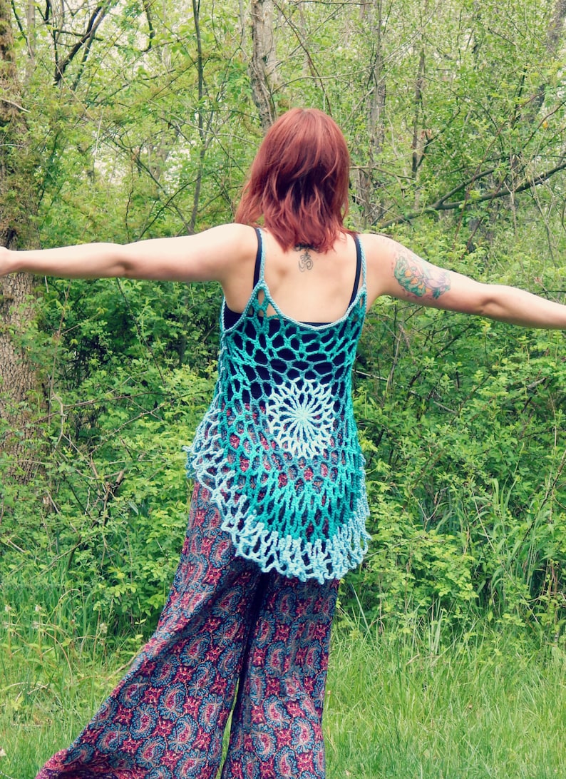 Crochet PATTERN: Mandala Top / Romantic Hippie Festival Tank Top Lace Beach Coverup PATTERN ONLY image 6