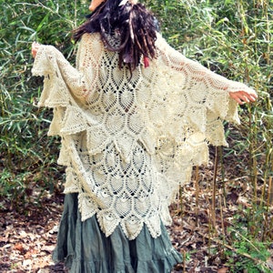 Crochet PATTERN: Cobweb Wrap / Convertible Pineapple Shawl / Bohemian Lace Skirt / Hippie Vintage Boho Retro Renaissance PDF Download image 9