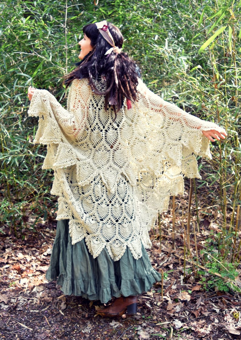 Crochet PATTERN: Cobweb Wrap / Convertible Pineapple Shawl / Bohemian Lace Skirt / Hippie Vintage Boho Retro Renaissance PDF Download image 9
