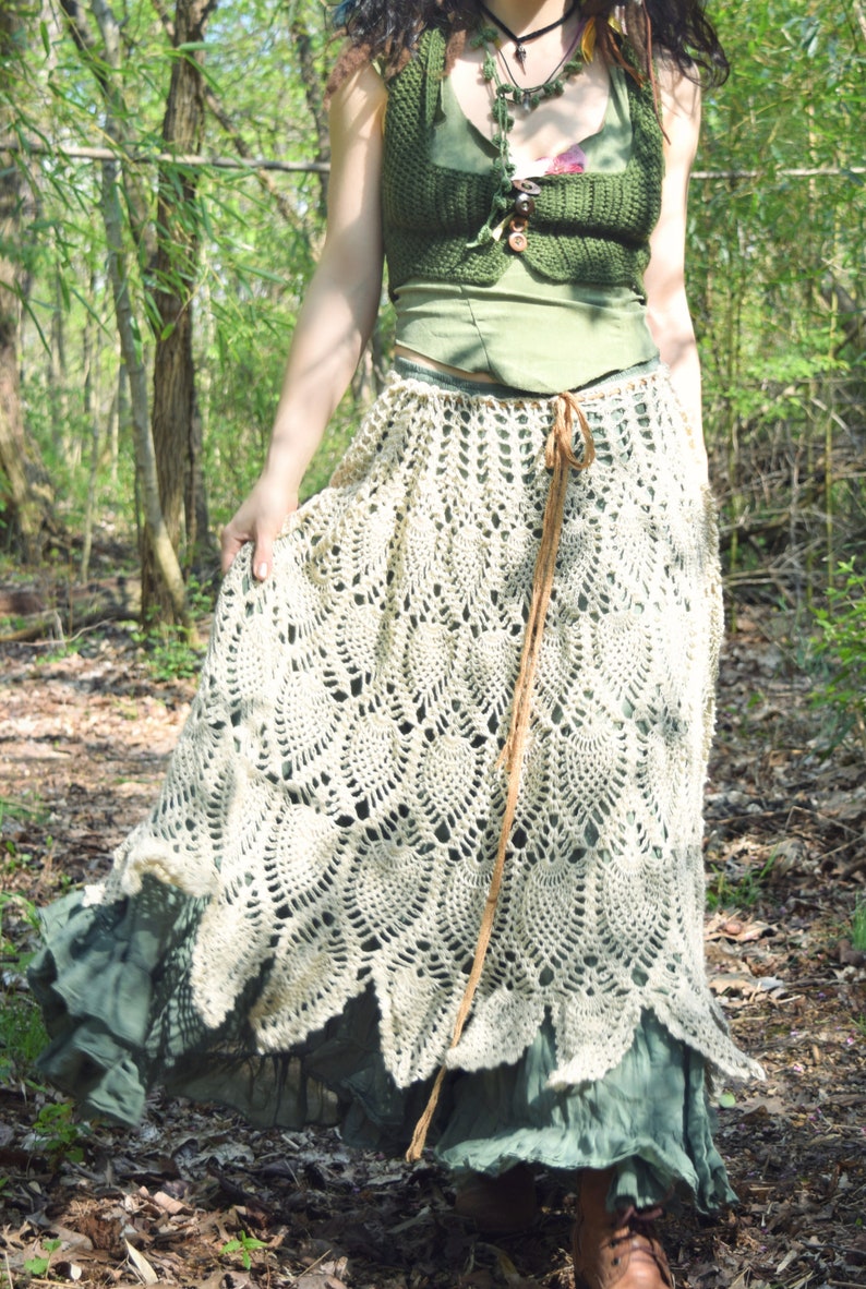 Crochet PATTERN: Cobweb Wrap / Convertible Pineapple Shawl / Bohemian Lace Skirt / Hippie Vintage Boho Retro Renaissance PDF Download image 6