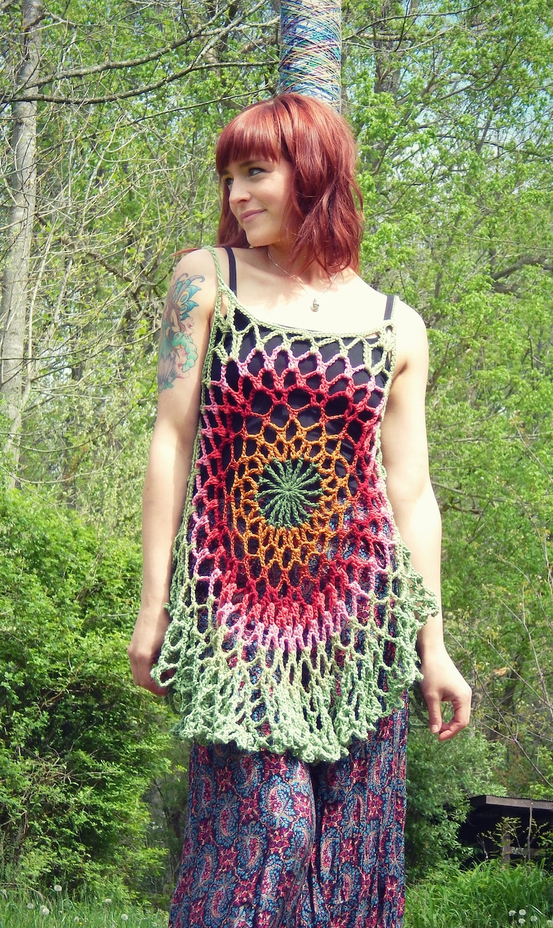 Crochet PATTERN: Mandala Top / Romantic Hippie Festival Tank Top Lace Beach Coverup PATTERN ONLY image 8