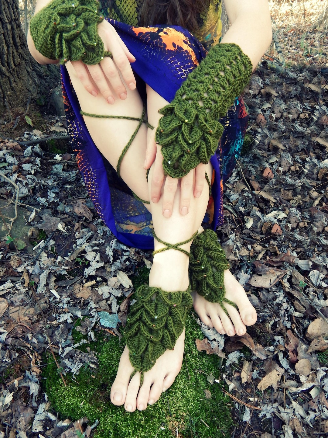 Crochet PATTERN: Mermaid Mitts Barefoot Sandals Crocodile