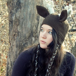 Crochet PATTERN: Deer Hat with Antlers / Woodland Forest Animal Hat / Reindeer Crochet Hat Pattern/ Instant Download PDF image 3