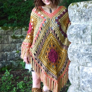 Crochet PATTERN: Kismet Poncho / Bohemian Large Poncho Pattern / Retro Hippie 60's 70's Crochet Pattern / Downloadable PDF File image 8